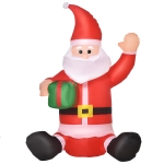 HOMCOM Selbstaufblasbarer Weihnachtsmann Weihnachtsdekoration LED mit Geschenk Gebläse Rot L70 x B50 x H120 cm