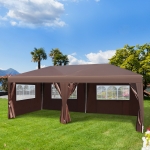 Outsunny Pop Up Gazebo 3 x 6m Garden Heavy Duty Marquee Party Tent Wedding Water Resistant Awning Canopy-Coffee(c-5)
