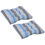 Outsunny 2er-Set Sitzkissen Stuhlkissen Sitzauflage Gartenstuhlkissen leicht zu reinigen Blau gestreift 50L x 45B x 8T cm