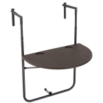 Outsunny® Balkonhängetisch Hängetisch klappbar halbrund Kunststoff Metall B60 x T39 x H(73–83,5) cm Braun