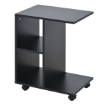 HOMCOM Beistelltisch in C-Form, Kaffeetisch, Couchtisch, Standtisch, Eckschreibtisch, E1-Spanplatte, Schwarz, 45 x 35 x 58 cm