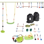 Outsunny® Ninja Slackline Set hängende Hindernisse für Kinder Schwingen Polyester Holz
