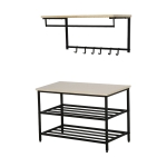 HOMCOM® 2-in-1 Garderobenset mit Sitzbank Wandgarderobe für Eingangsbereich 6 Haken