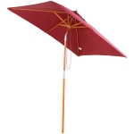 Outsunny® Sonnenschirm Gartenschirm Knickbar Sonnenschutz 3-stufig Holz+Polyester Weinrot