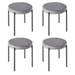 HOMCOM 4er-Set Esszimmerhocker Stapelhocker Küchenhocker Thekenhocker mit gepolstertem Sitz Rundhocker Barhocker Velvet-Touch modern Küche Esszimmer Polyester Stahl Dunkelgrau 41,5 x 41,5 x 46 cm