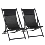 Outsunny Zweiteiliges Klappstuhl-Set Klappbarer Gartenstuhl Alu Schwarz