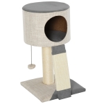 PawHut Kratzbaum Katzenbaum Kletterbaum für Katzen Katzenkiste mit Katzenball Grau 30x30x50 cm