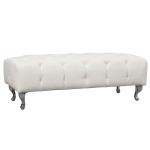 HOMCOM Polsterbank Sitzbank Truhenbank Lounge Retro, Kunstleder+Metall, Weiß, L117xB47xH40cm