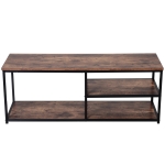 Homcom Meuble TV design industriel dim. 120L x 40l x 45H cm grand plateau 2 étagères panneaux particules coloris boisé métal noir
