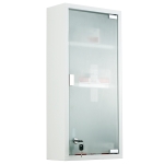 HOMCOM® Medizinschrank Arzneischrank Erste-Hilfe-Schrank mit Schloss 3 Fächer Mattglas Metall Weiß 27 x 57 x 12 cm