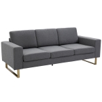 HOMCOM Polstersofa 3-Sitzer Sofa Stoffsofa Sitzmöbel Fernsehsessel Kissen Armlehne Leinen dunkelgrau 200 x 82 x 78 cm