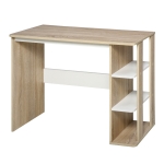 HOMCOM Schreibtisch mit Regal Bücherregal Computertisch Bürotisch Spanplatte Natur+Weiß 100 x 44 x 74 cm