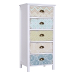 HOMCOM Kommode Schubladenkommode Schrank mit 5 Schubladen Shabby Chic Holz Bunt B46 x T34 x H97,5cm