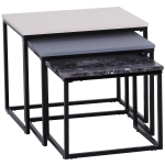HOMCOM® 3er Set Couchtisch Satztisch Beistelltisch Kaffeetisch Metallfuß MDF 3 Farbe 55 x 40 x 45 cm/48 x 37 x 40 cm/41 x 34 x 35 cm