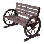 Outsunny Gartenbank 2-Sitzer Sitzbank Holzbank Wagenrad mit Armlehne Landhausstil Tannenholz Braun 105,5 x 56 x 75 cm