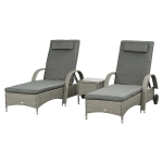Outsunny® Polyrattan Sonnenliege Tisch Set Gartenliege Gartenmöbel mit Kissen 4 Farbe