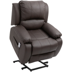 HOMCOM Massagesessel Aufstehhilfe, Relaxsessel, Fernsehsessel mit Massagefunktion, Liegefunktion, Stahl+Holz+PU+Schaumstoff, Braun, 92 x 92,5 x 101 cm