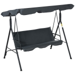 Outsunny 3 Seater Canopy Swing Chair Garden Rocking Bench Heavy Duty Patio Metal Seat w/ Top Roof - Grey