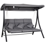 Outsunny® Garten Schaukel Hollywoodschaukel 3-Sitzer Verstellbares Dach Textilene Grau