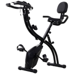 HOMCOM Heimtrainer X-Bike 2-in-1 Fahrradtrainer LCD-Display klappbarer Hometrainer Trimmrad mit 8 stufig einstellbarem Magnetwiderstand und 1 Paar Spannseil Stahl Schwarz 107x52x110 cm