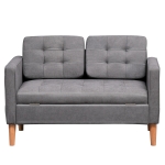 HOMCOM 2-Sitzer Sofa Stoffsofa Doppelsofa abnehmbar mit Kissen Gummiholz Baumwoll Grau 117 x 62 x 78 cm