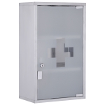 HOMCOM Medizinschrank Arzneischrank Erste Hilfe Schrank mit Schloss Edelstahl 30 x 18 x 50 cm