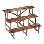 Outsunny Pflanzentreppe, Blumentreppe, Blumenregal, Pflanzregal, Blumenständer, 3 Stufen, Tannenholz, 120 x 80 x 80cm