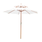 Outsunny Holz Sonnenschirm Holzschirm Gartenschirm Balkonschirm Doppeldach Creme