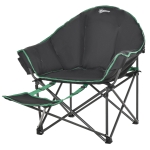 Outsunny Campingstuhl Klappstuhl mit höhenverstellbarer Fußstütze Oxford-Gewebe belastbar bis 160 kg Schwarz+Grün 139,5 x 85 x 93 cm