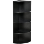 HOMCOM Eckregal Standregal Bücherregal Dekoregal Blumenregal Holzregal fächerförmig 4 Fächer Schwarz 39,5 x 39,5 x 120 cm