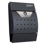 HOMCOM Briefkasten Postkasten mit Zeitungsfach abschließbar 2 Schlüssel Stahl Schwarz 35 x 9,5 x 44,5cm
