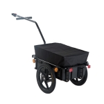 HOMCOM® Lastenanhänger für Fahrrad Fahrradanhänger Handwagen Stahl Oxford-Gewebe Schwarz 144 x 59 x 80 cm