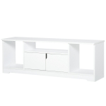 HOMCOM TV-Ständer, TV Schrank, TV-Kommode, Moderner Fernsehtisch mit Schrank und Offene Regale, Spanplatte, Weiß, 120 x 30 x 41cm