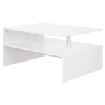 HOMCOM Beistelltisch Couchtisch moderner Kaffeetisch stabiler Teetisch Wohnzimmertisch mit praktischer Ablage, E1 Spanplatte, Aluminium, Weiß , 90 x 60 x 42 cm