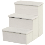 PawHut Escada para Animais de Estimação de 3 Degraus Dobrável com Tampa e Espaço de Armazenamento Escada para Cães Gatos Pequenos para Cama Sofá 40x54x48cm Branco