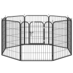 PawHut Heavy Duty 8 Panel Dog Play Pen Pet Playpen for Puppy Rabbit Enclosure Foldable Indoor Outdoor 80 x 100 cm