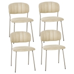 HOMCOM Juego de 4 Sillas de Comedor Apilables con Patas de Metal Estilo Moderno Nórdico para Cocina Bar Restaurante Carga Máx. 100 kg 49,5x55x81 cm Beige(c-1)