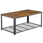 Homcom Table basse Vintage rectangulaire style industriel avec étagère métal noir panneaux particules imitation bois