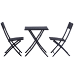 Outsunny Ensemble de Jardin Bistrot Table Carrée + 2 Chaises Pliantes