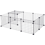 PawHut Valla Metálica para Mascotas con 12 Paneles Parque para Animales Pequeños Desmontable Diseño DIY Negro 106x73x36cm