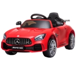 HOMCOM Coche Eléctrico para Niños Mercedes GTR con Licencia +3 Años Batería 12V con Mando a Distancia Música Faros Puerta de Doble Apertura Carga 25kg 105x58x45 cm Rojo