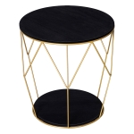 Table basse ronde design style art déco noir doré