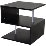 HOMCOM Mesa de Centro Café Mesa Auxiliar de Salón de Forma S con Compartimento Abierto 2 Niveles Diseño Elegante 50x50x50 cm Negro