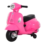 HOMCOM Moto Eléctrica Vespa para Niños +18 Meses con Faro Bocina y 4 Ruedas Motocicleta Infantil con Licencia 66,5x38x52 cm Rosa