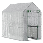 Outsunny Invernadero de Jardín Vivero Casero con 4 Estantes Puerta Enrollable Cubierta de PE 140g/m² y Marco de Acero para Cultivos Plantas Macetas Flores 120x190x190 cm Blanco