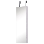 HOMCOM Espelho com Móvel de Bijuterias de Parede ou Porta Espelho de Parede com LED 5 Prateleiras 2 Gavetas pequenas e Fechadura 37x120x10cm Cinza Claro