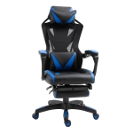 Vinsetto Silla Racing Gaming Ergonómica Silla para gamers Silla de Escritorio para Oficina Ajustable Altura con Respaldo Regulable Almohada Lumbar Reposapiés Retráctil 65x70x117-125 cm Azul