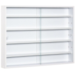 HOMCOM Vitrine de Parede de Madeira com Prateleiras Ajustáveis e 2 Portas Corredeiras de Vidro para Coleções Perfumes Bonecos de Decoração 80x9,5x60cm Branco