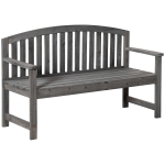 Outsunny Banco de Jardim de 3 Lugares Banco de Ripas de Madeira com Encosto Apoio para os Braços Terraço Varanda Exterior Carga 320kg 140x50x85cm Cinza