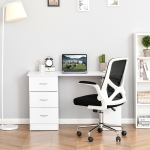 HOMCOM Computer Desk W/ 3 Shelf& Drawers, 120Wx49Dx72H cm-White Colour
